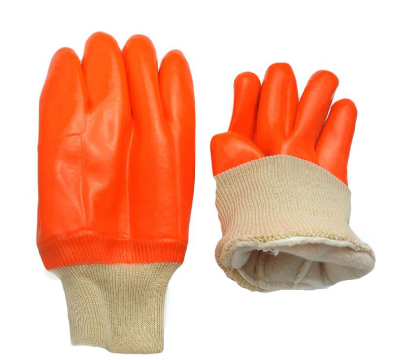 orange PVC dipped gloves