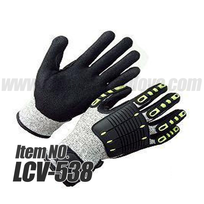 Latex coated cut-resistant gloves are made from the highest quality HPPE yarns, they are resistant to cuts, abrasions, and tears, providing superior grip and flexibility for precision handling and assembly work. TPR padding protects back and finger joints against impact and vibration. The anti-vibration TPR latex coated anti-cut resistant glove is lightweight and flexible, so that ensure you get maximum comfort and tactile sensitivity, maximum grip as well. EN388 certified of grade 3 and grade 5 cut-resistance protection are available. The sizes ranges from S to XXL, suiting for every hand perfectly! Thermoplastic rubber (TPR) knuckle guards and full-length fingertip protection reduce the risk of vibration and crush injuries. The soft latex coated offers better grip performance, crinkle palm strengthens the index finger and thumb for increased durability. HPPE material keeps your hands cool and comfortable at work. Palm filler absorbs and dissipates high impact energy through the palm of your hand. The cut-resistant liner is combined with a layer of 